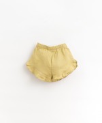 Linen shorts with elastic waist and decorative drawstring | Organic Care