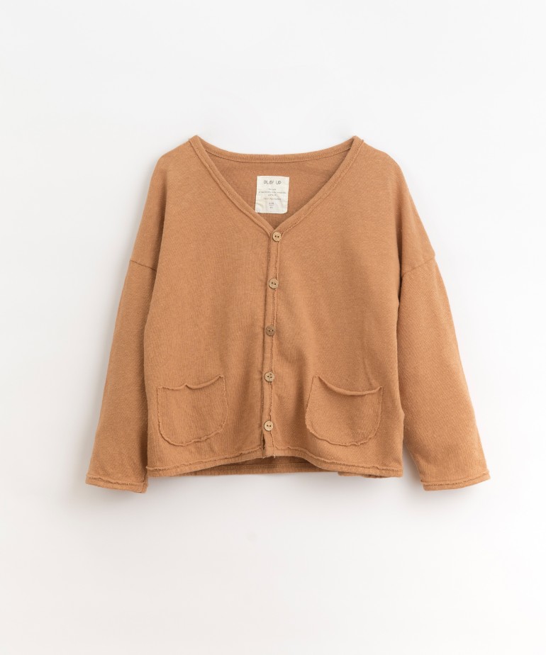 Cardigan in mixture of organic cotton and linen