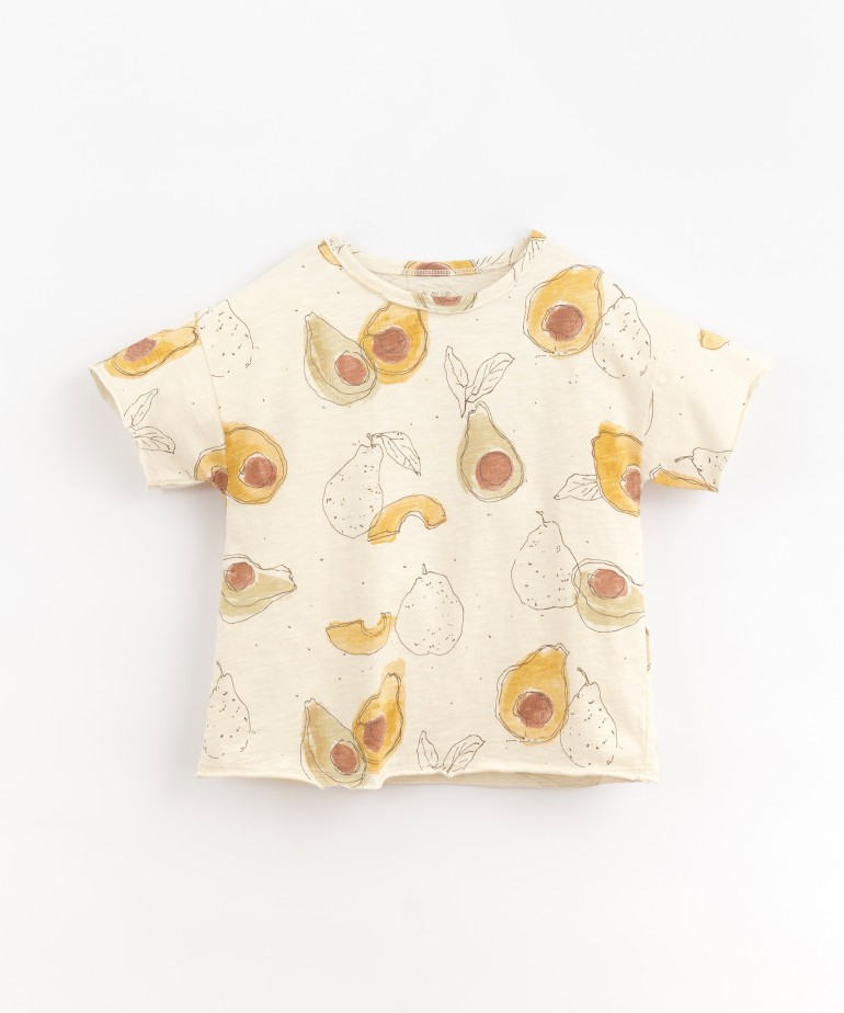 T-shirt em algodão orgânico com estampado de abacates