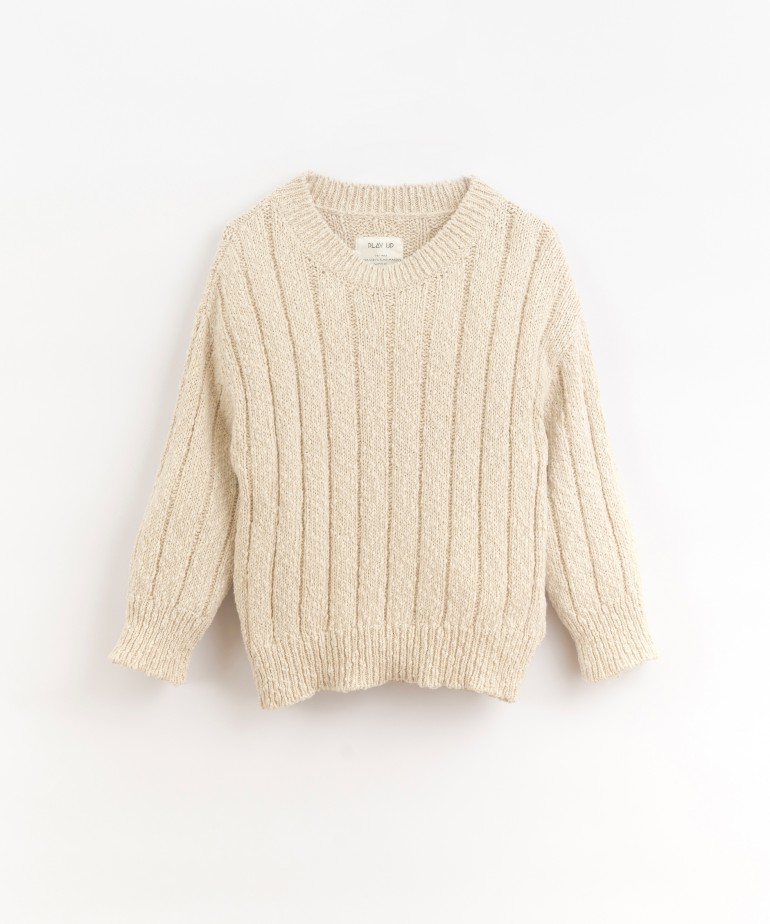 Knitted sweater in cotton and linen