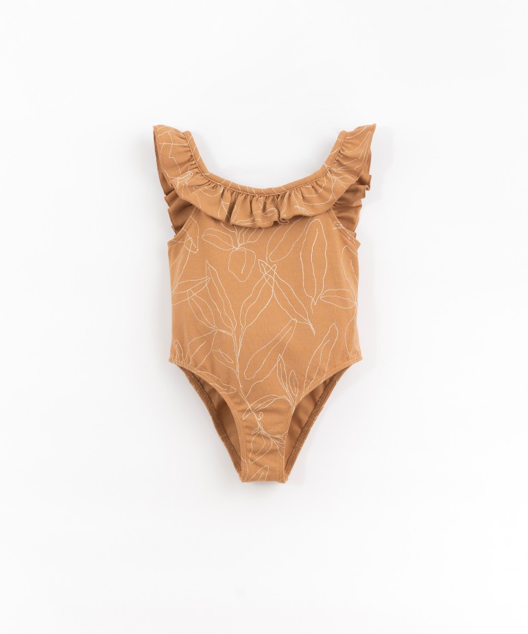 Jersey-stitch swimsuit in organic cotton with print
