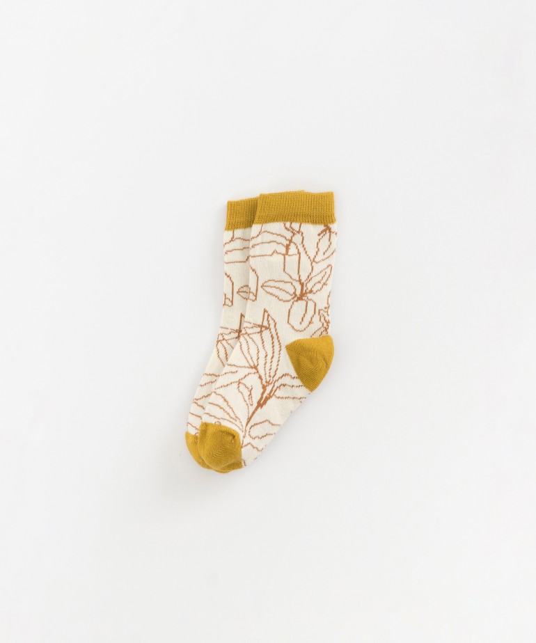 Socks with sage leaves print in organic cotton