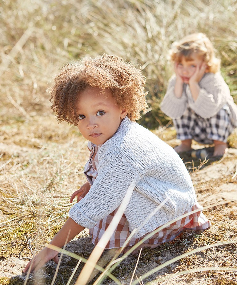 Knitted jacket in cotton and linen