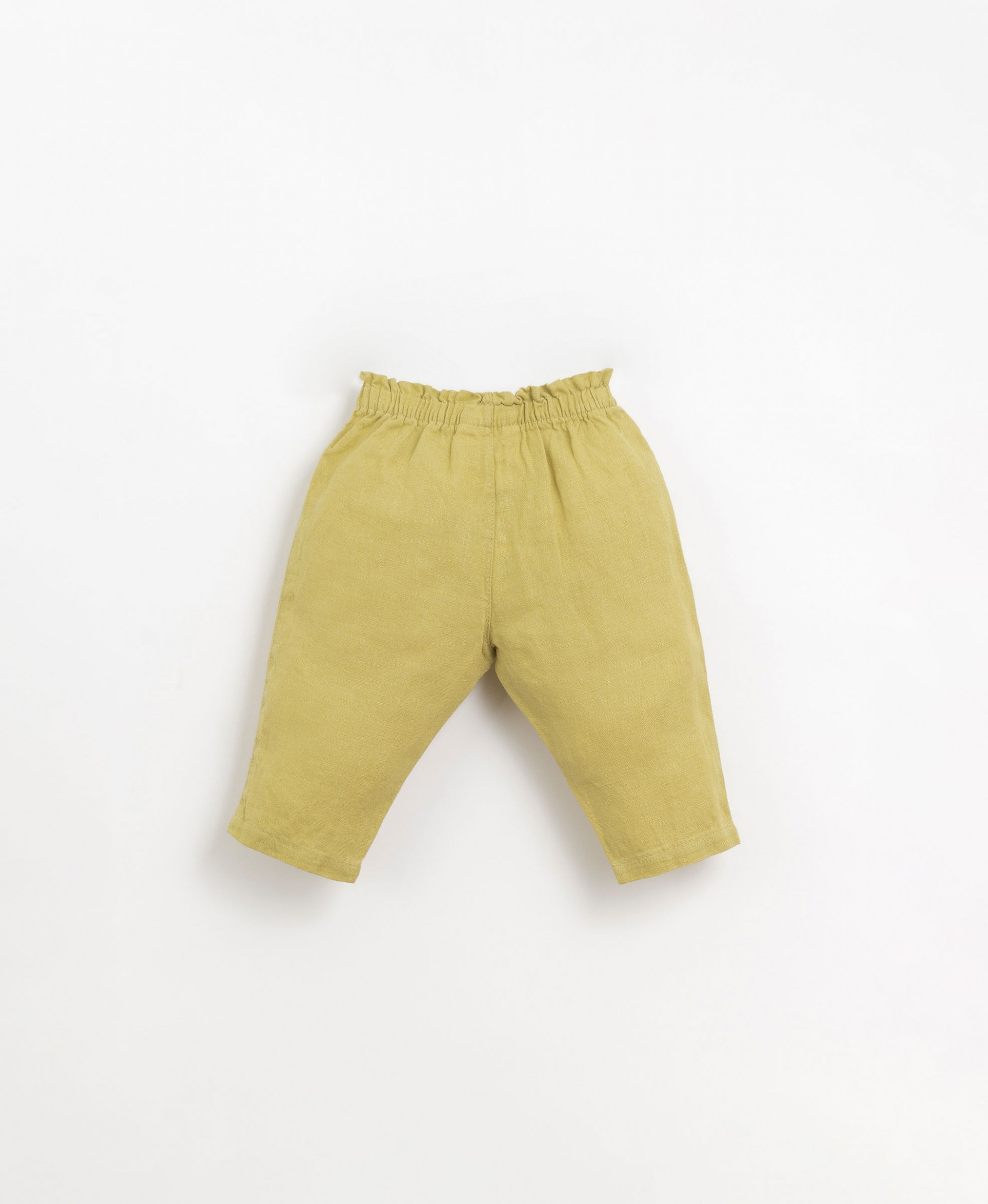 Linen trousers with elastic waist and decorative drawstring | Organic Care