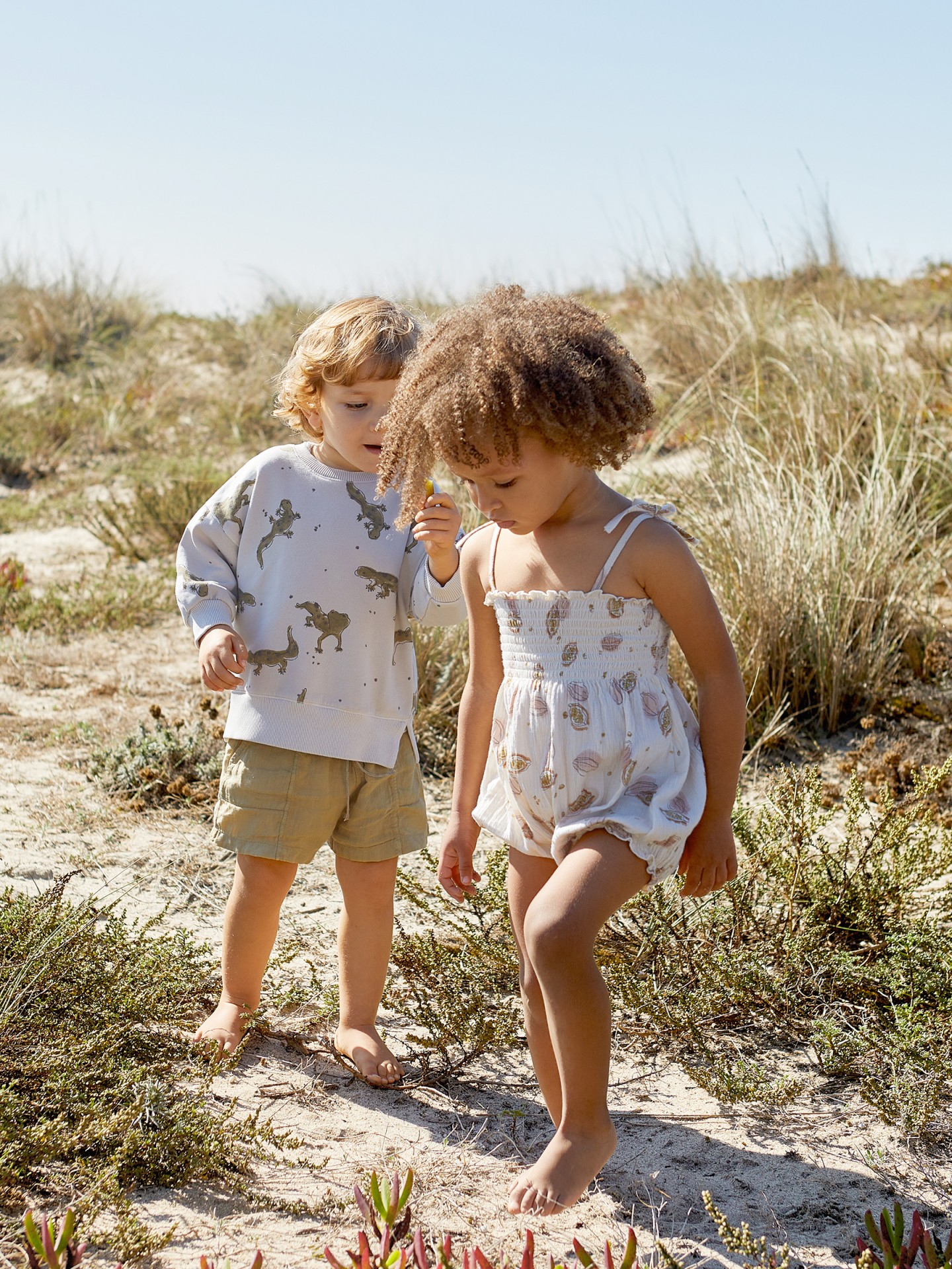 Organic cotton jumpsuit with cacao print