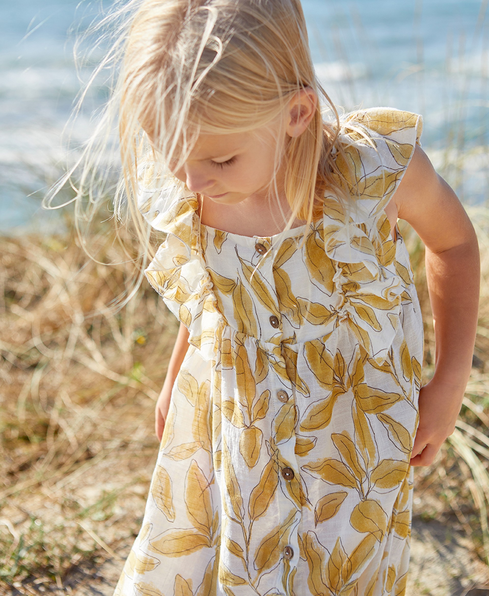 Woven dress with a detail on the chest | Organic Care
