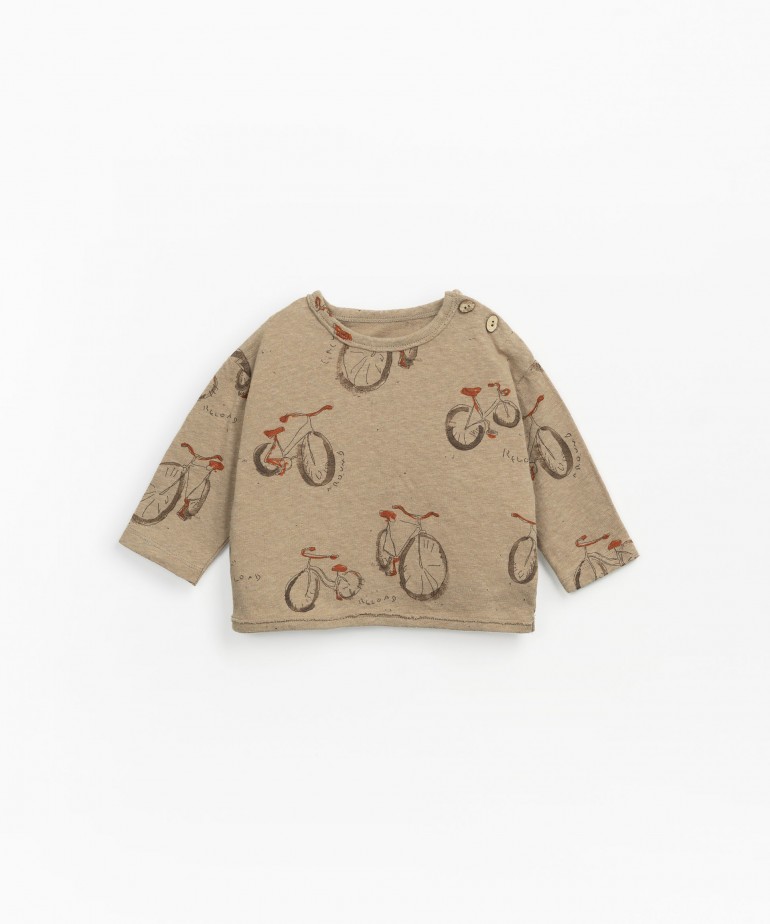 Jersey stitch T-shirt with bicycles print