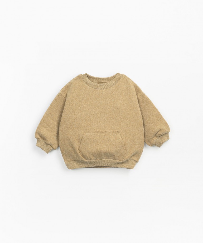 Jersey-stitch sweater with fleece on the inside