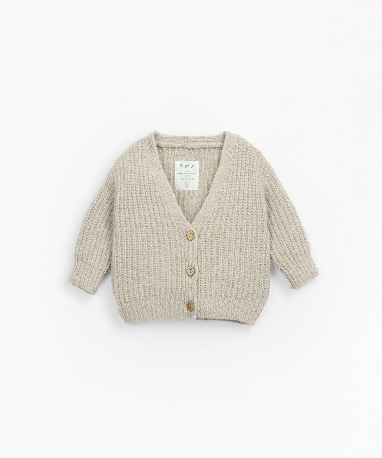 Cardigan tricot en mlange de laine et de fibres recycles