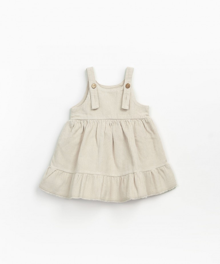 Corduroy dress with frill detail
