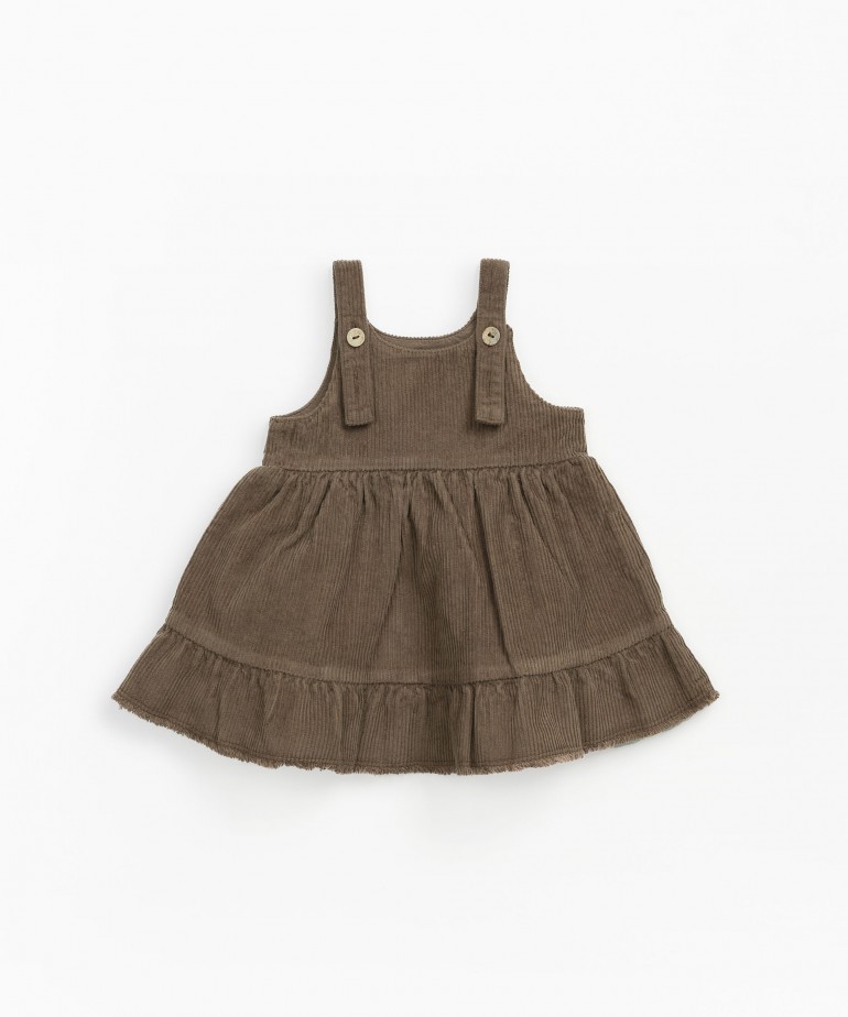 Corduroy dress with frill detail