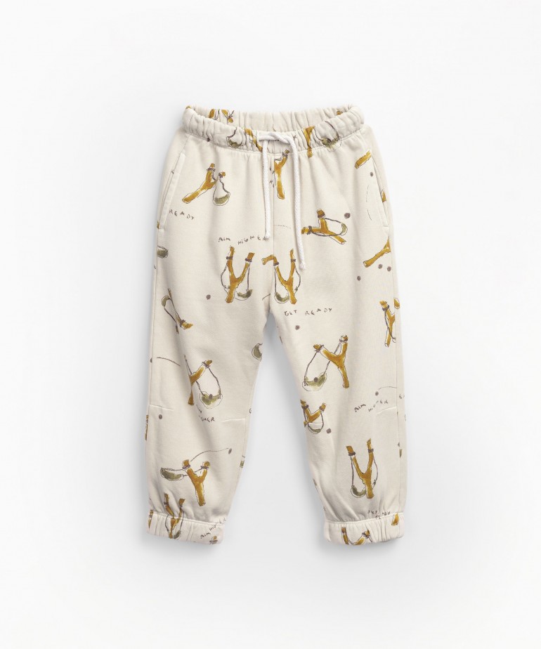Jersey stitch trousers with slingshot print