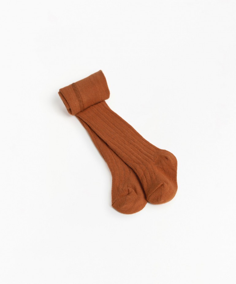 Ribbed tights in jersey stitch organic cotton