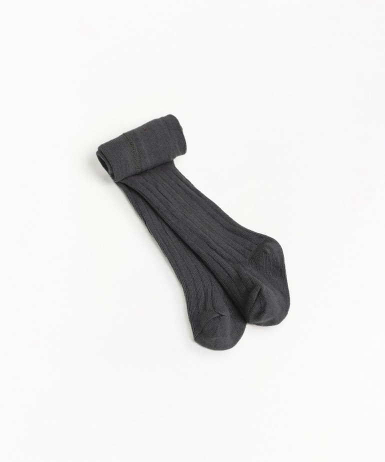 Ribbed tights in jersey stitch organic cotton