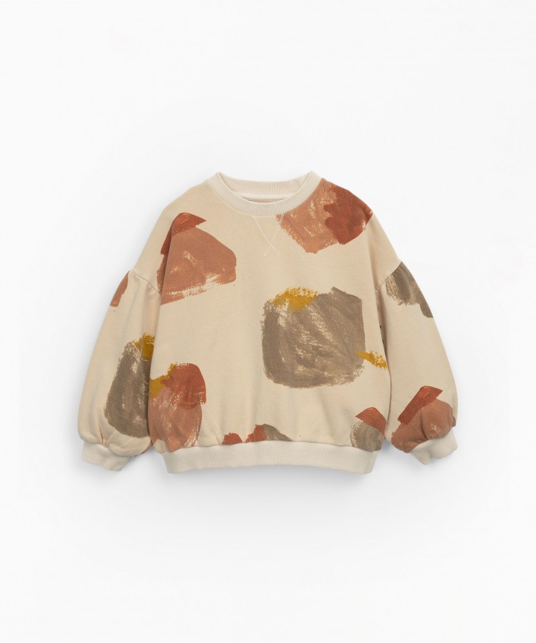 Natural fibre sweater with abstract print