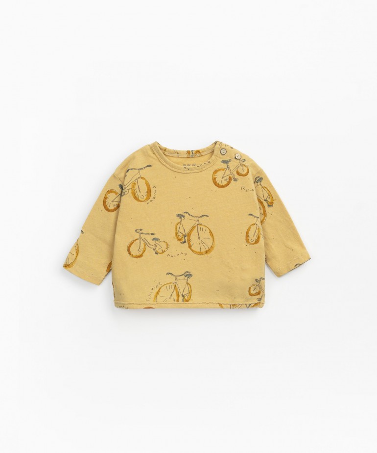 Jersey stitch T-shirt with bicycles print