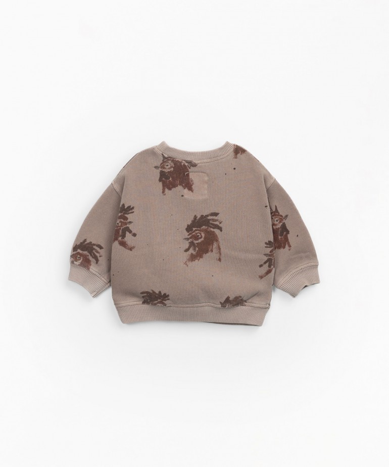 Maglia con stampa di galli