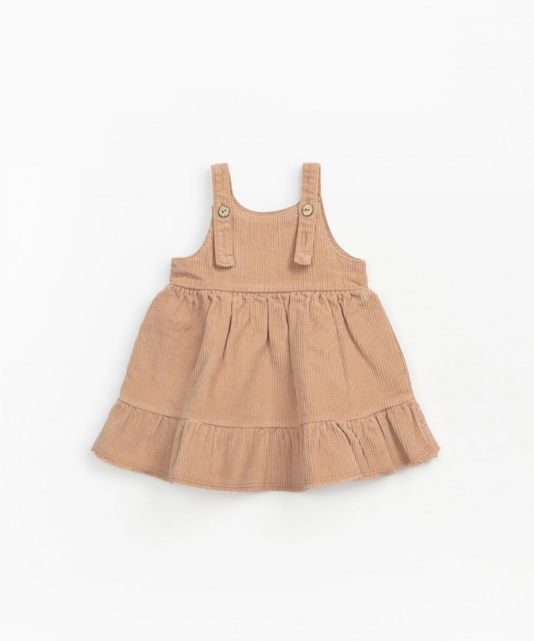 Corduroy dress with frill detail