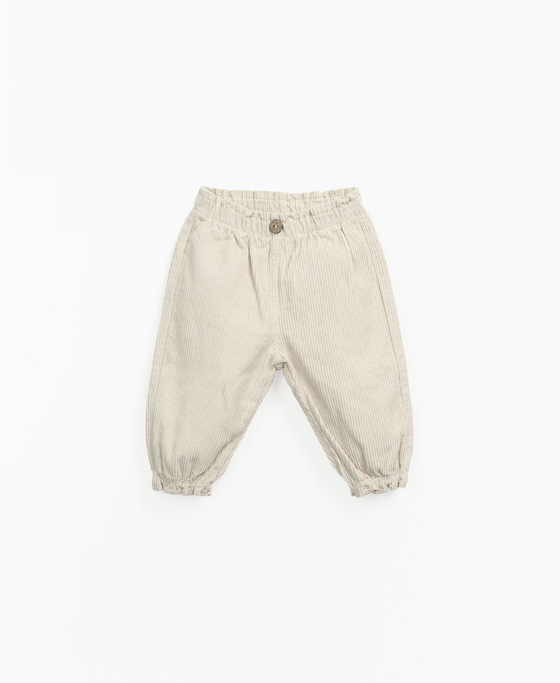 Corduroy trousers with decorative coconut button | Mother Lcia