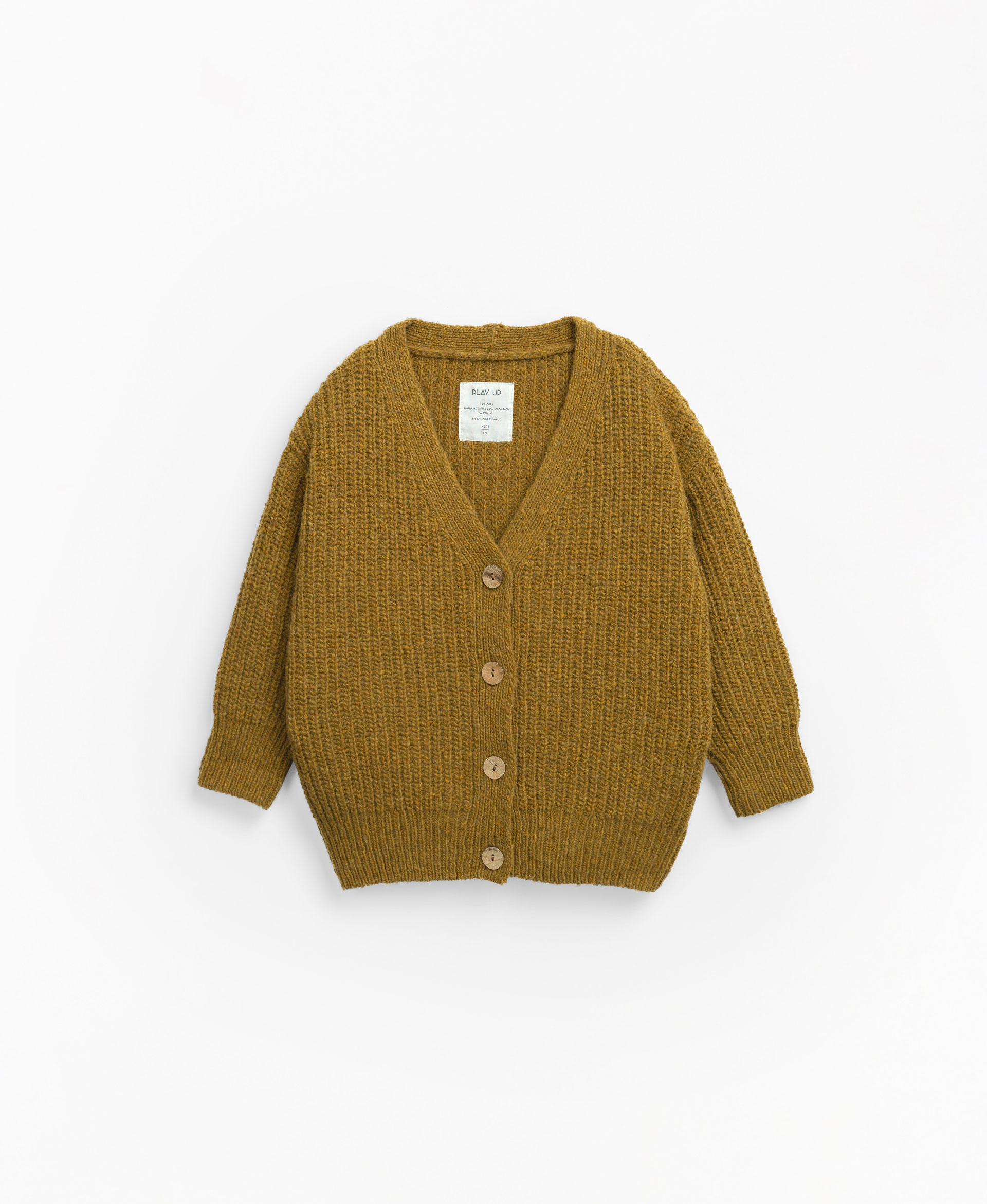 Knitted jacket with coconut button opening | Mother Lcia