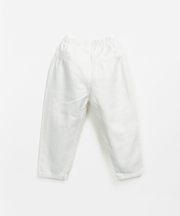 Cotton serge trousers with elastic waist