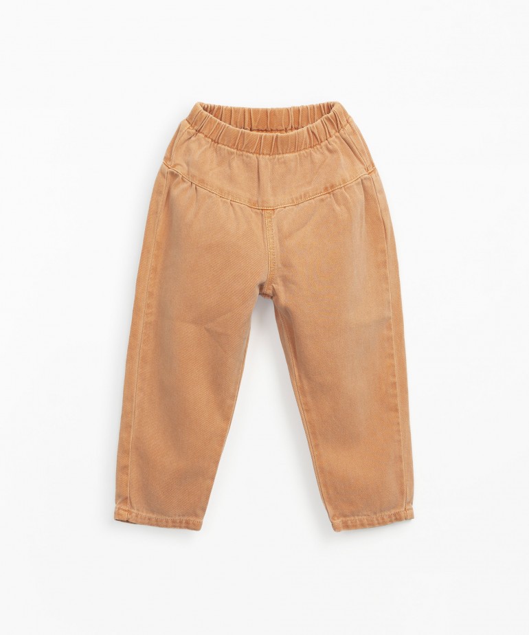 Cotton serge trousers with elastic waist