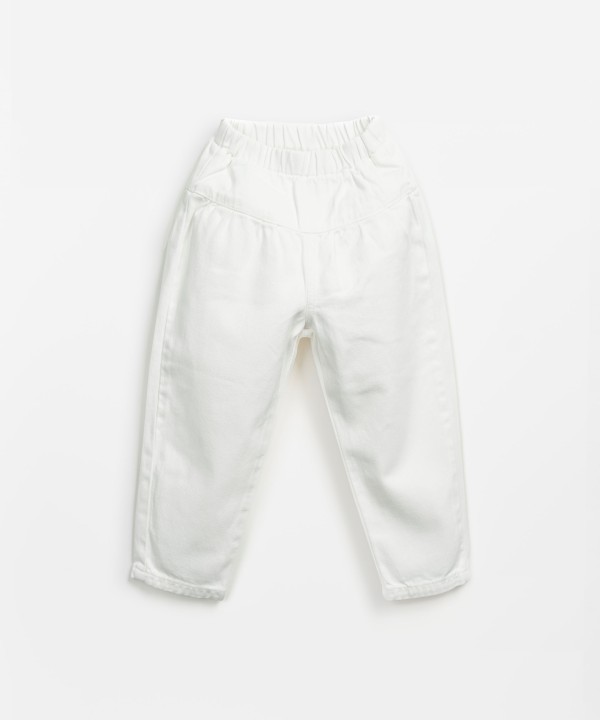 Cotton serge trousers with elastic waist