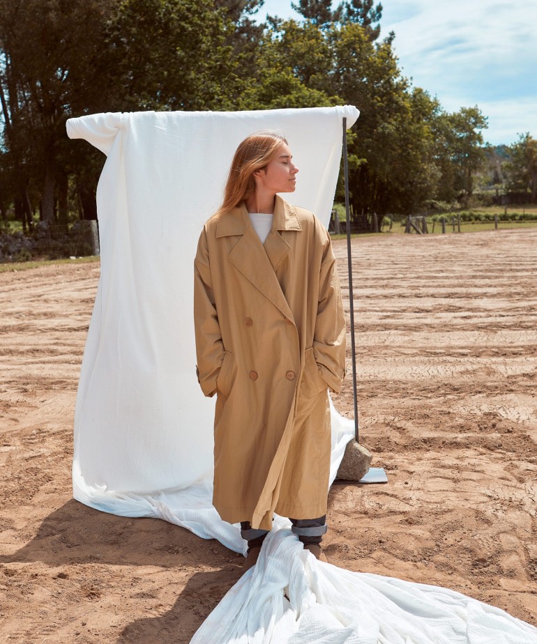 Raincoat in recycled fibres