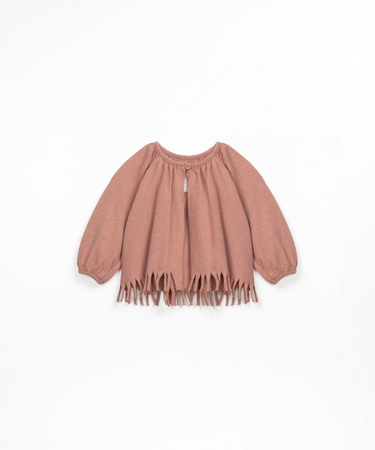 Jersey stitch jacket with fringes
