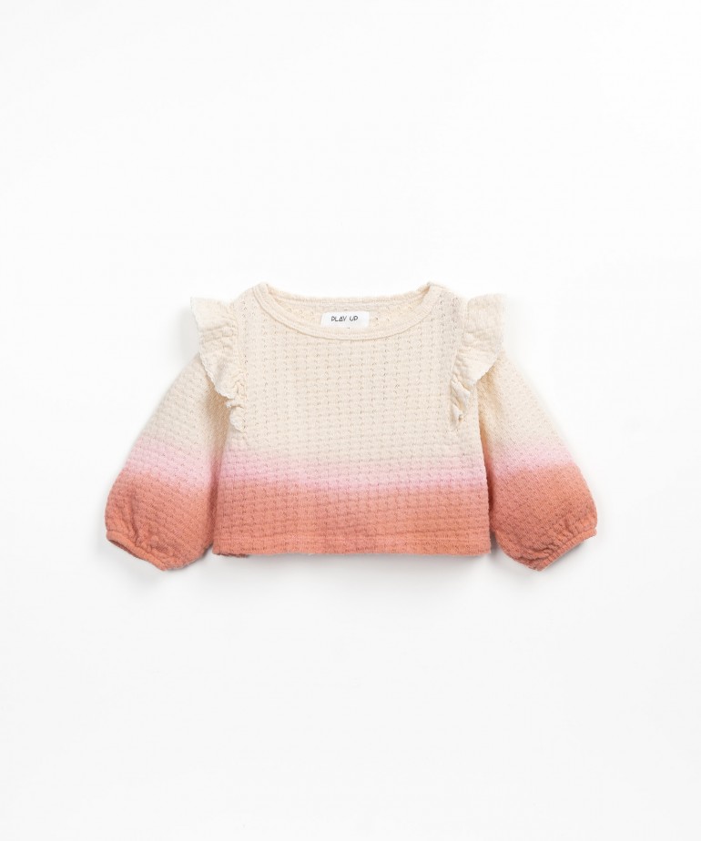 Textured jersey stitch sweater with colour gradient