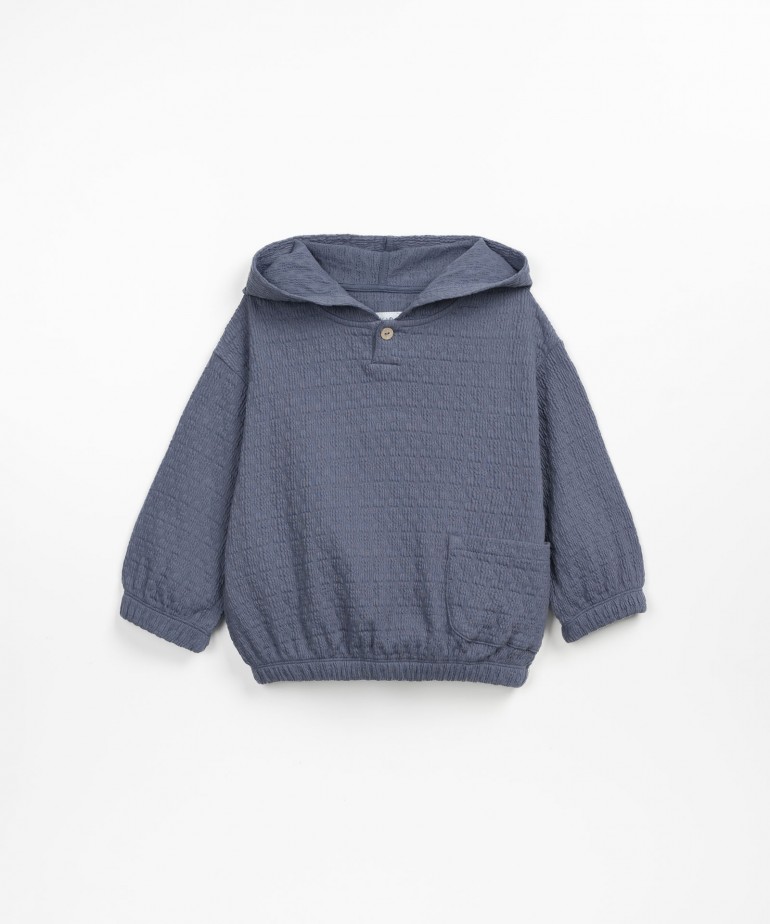 Jersey-stitch sweater with hood