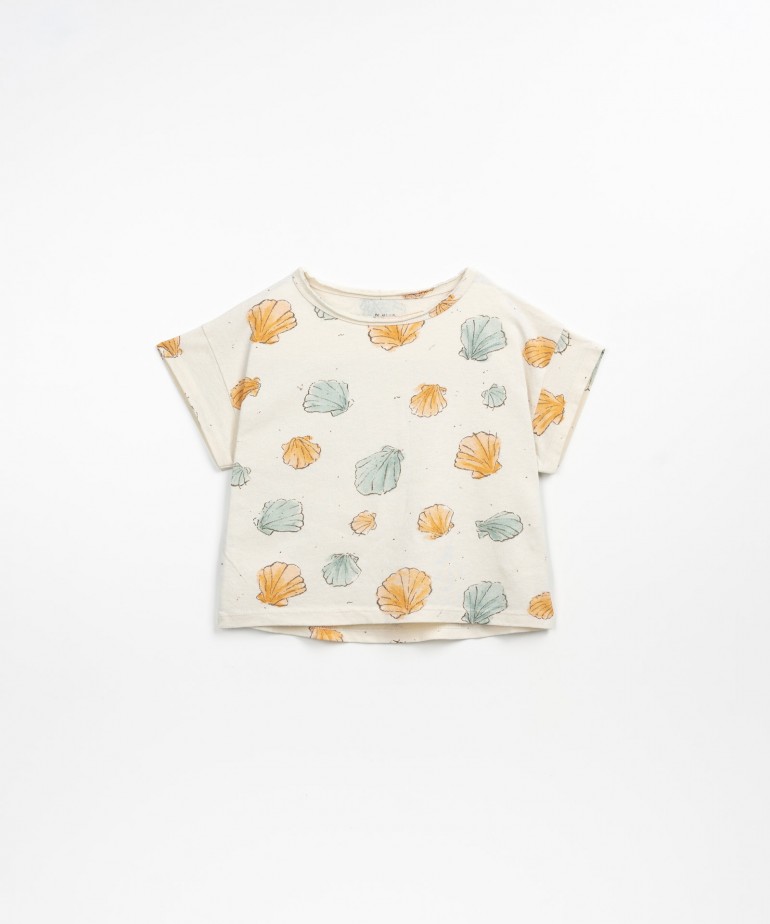 T-shirt de malha com estampado de conchas