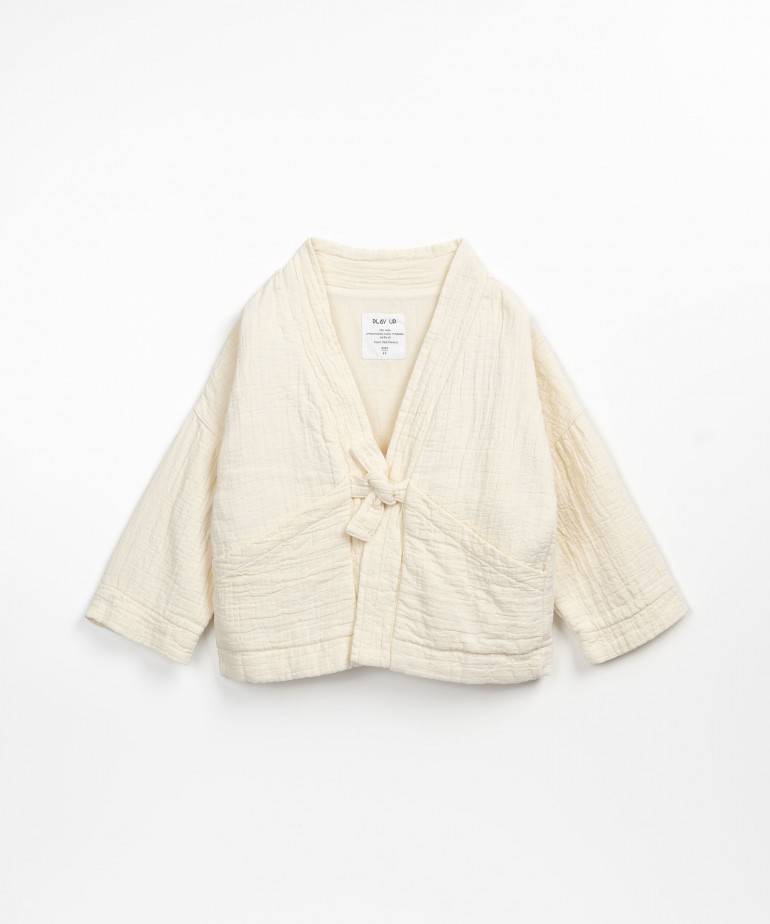 Woven cardigan with inner lining