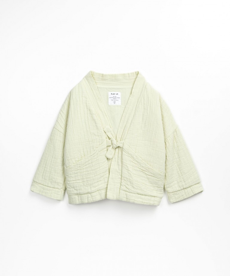 Woven cardigan with inner lining