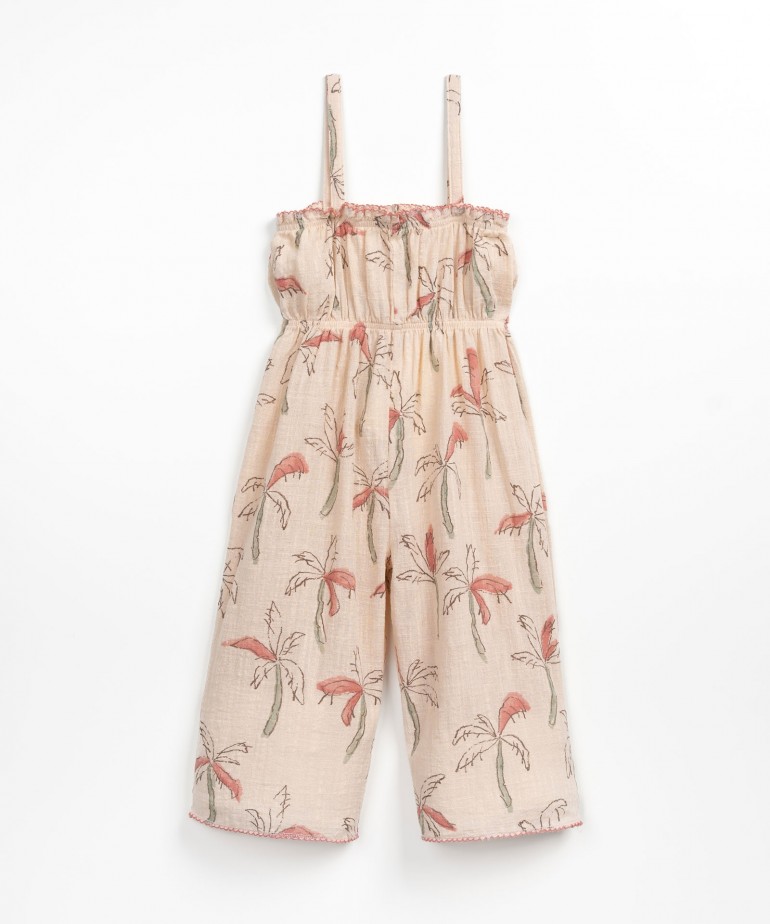 Long jumpsuit with palm trees print