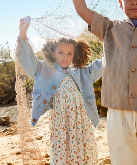 Veste en jean à ourlet effiloché