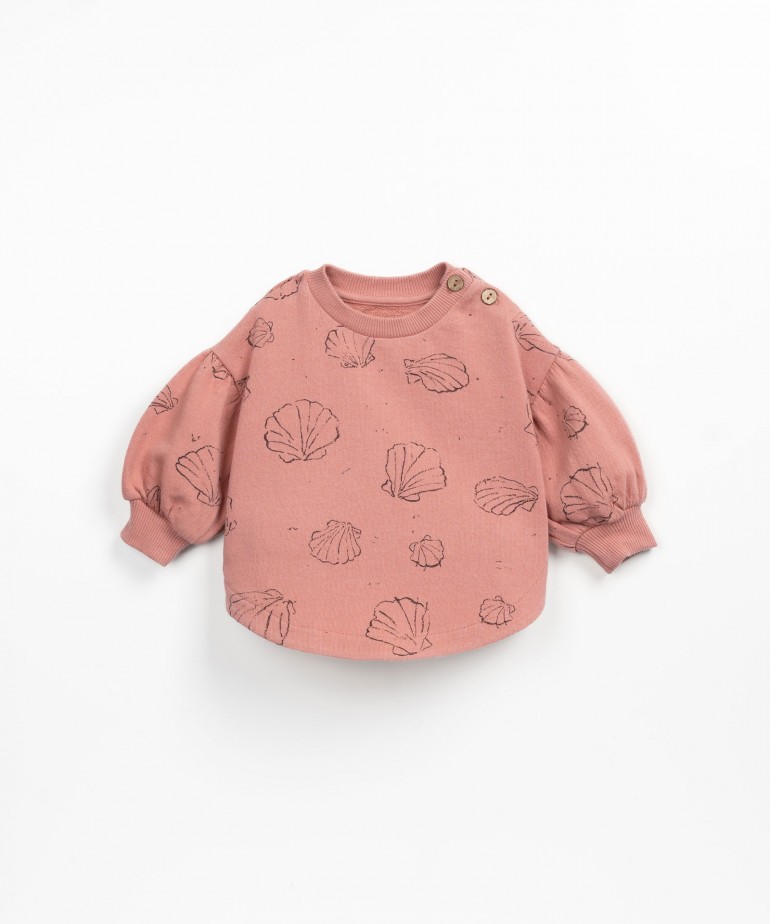 Cotton sweater with shells print