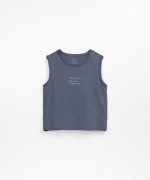 Sleeveless T-shirt with lettering on the front | Textile Art