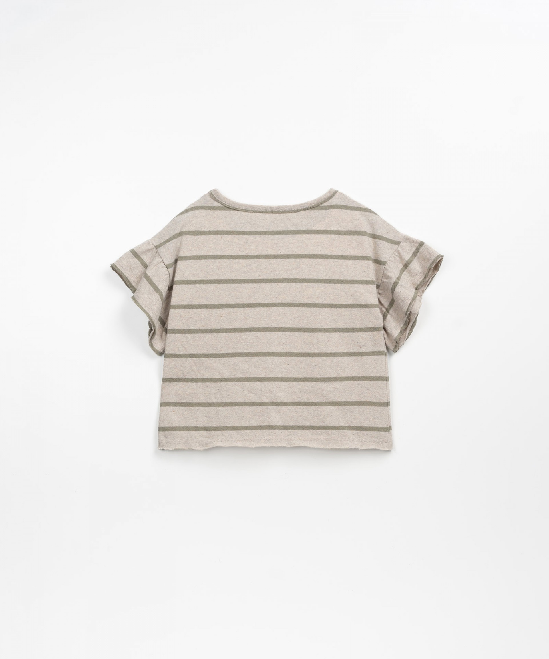 T-shirt s riscas com fio reciclado Re(Play) | Textile Art