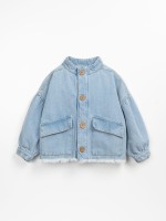 Casaco de ganga com bainha desfiada