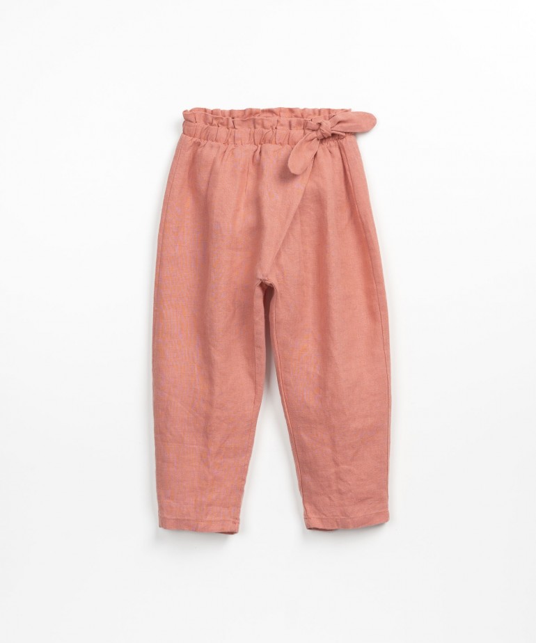 Linen trousers with decorative bow