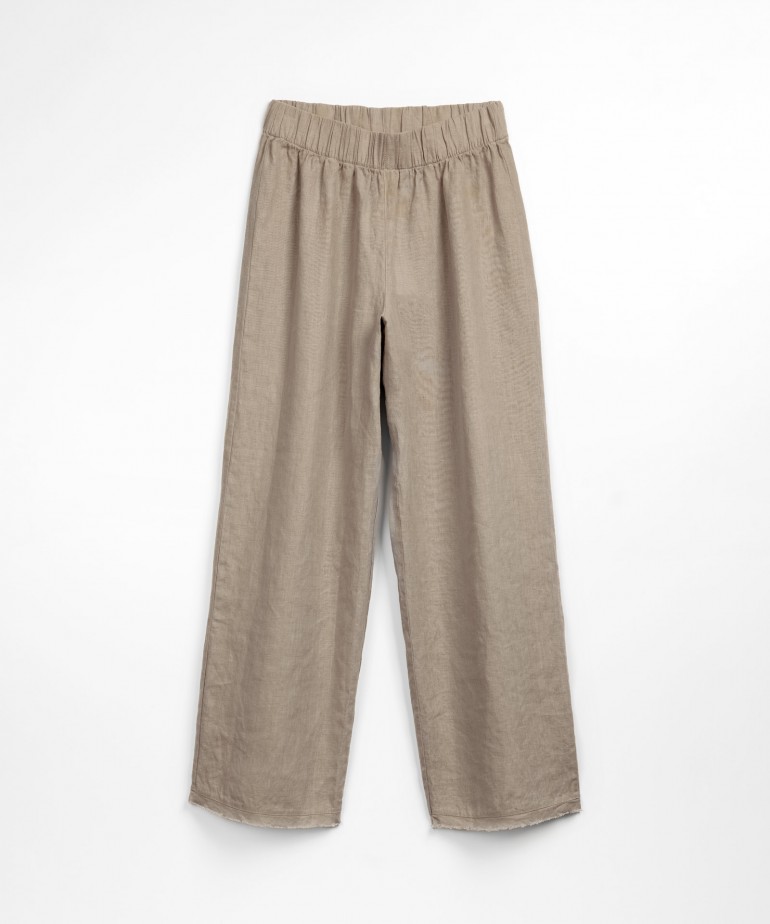 Pantaloni di lino con dettaglio sfilacciato