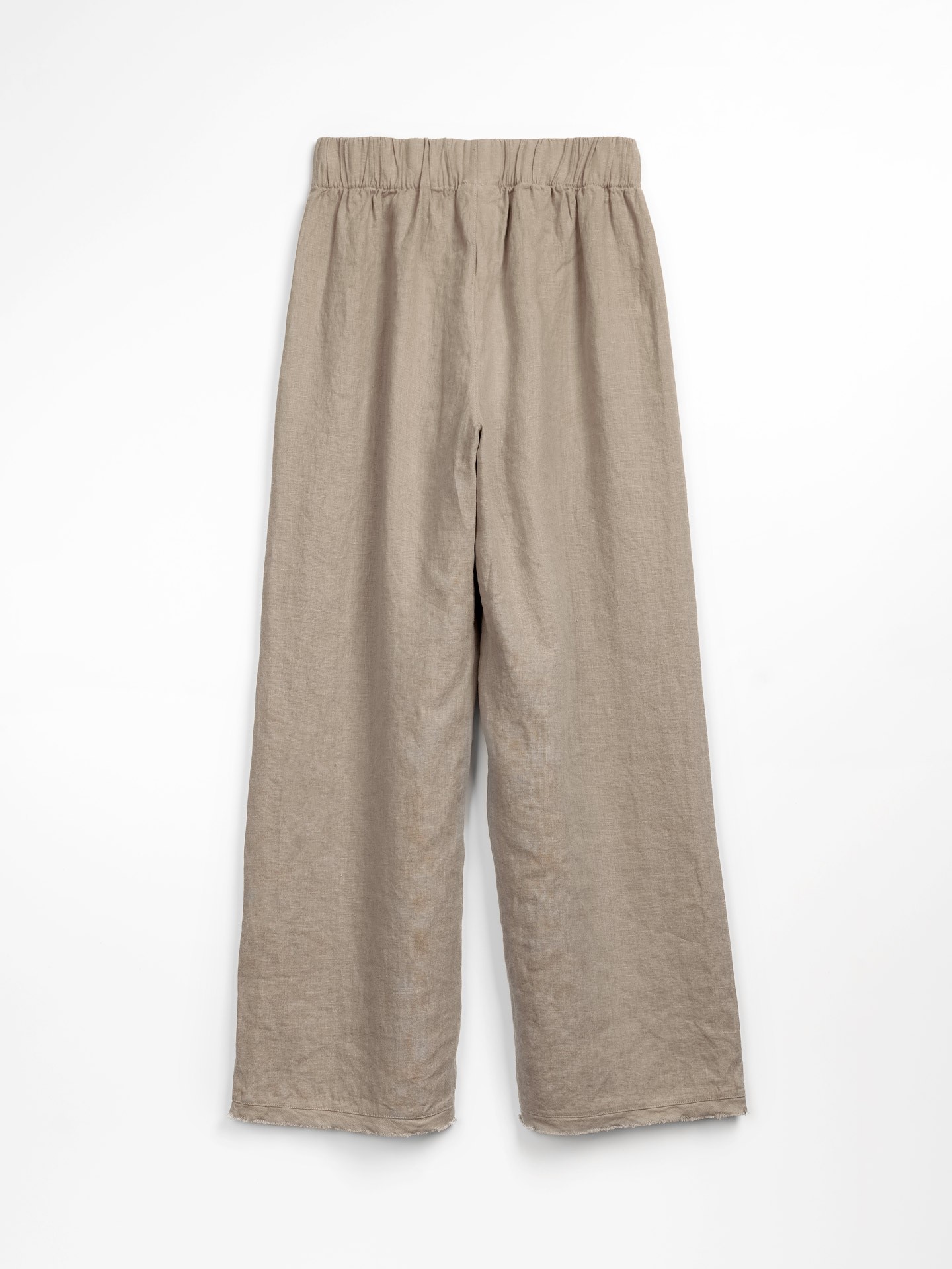 Pantalón de lino con adorno deshilachado