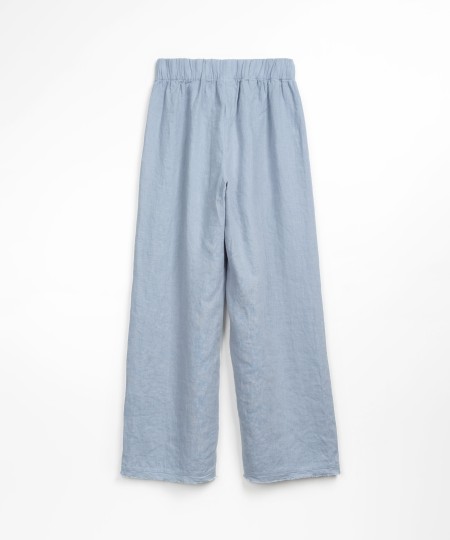 Pantalón de lino con adorno deshilachado