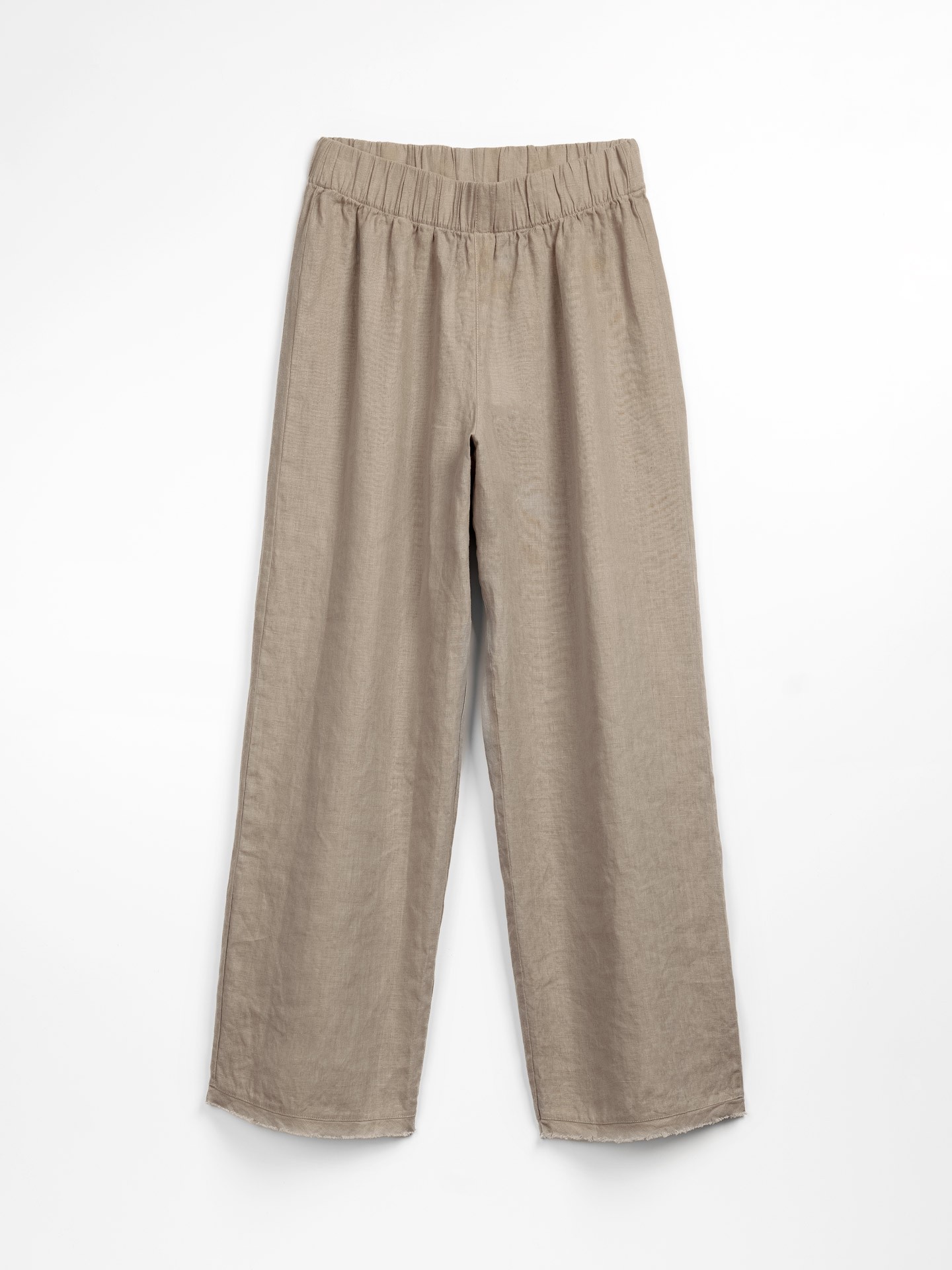 Pantalón de lino con adorno deshilachado