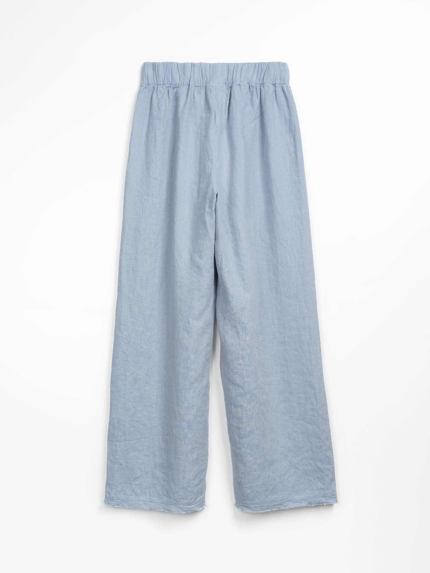 Pantalón de lino con adorno deshilachado