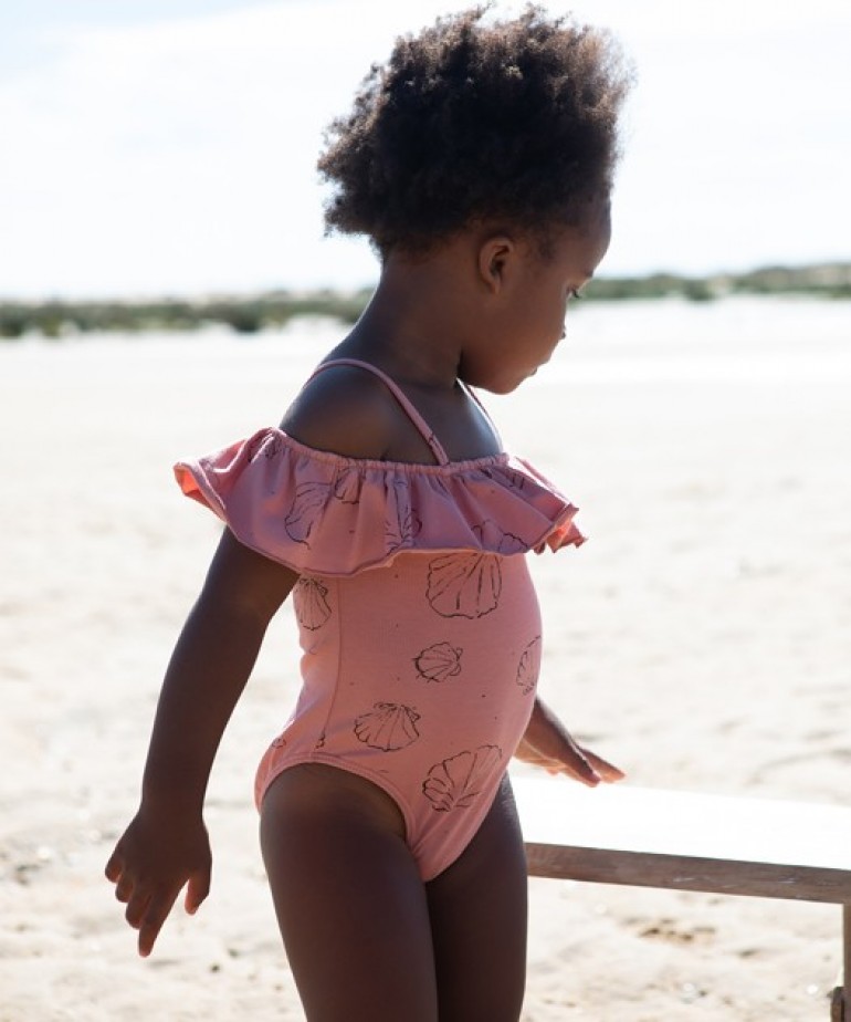 Swimsuit in organic cotton with ruffle