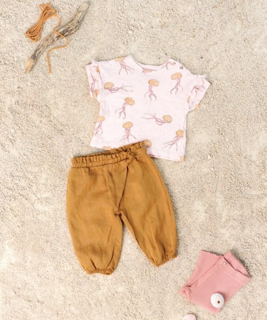 Pantaloni di lino con dettaglio a incrocio