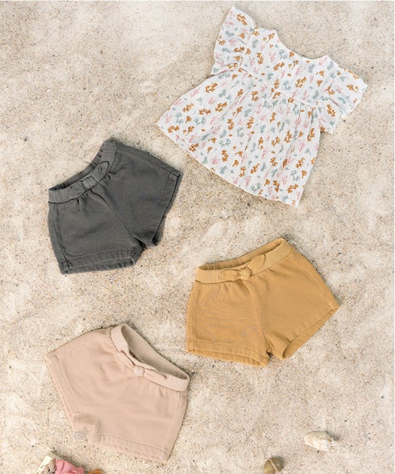 Organic Cotton Baby Structure Shorts Ecru