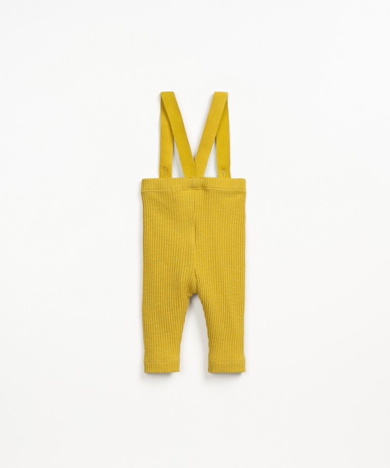 Leggings en canal� flameado con tirantes en algod�n y elastano